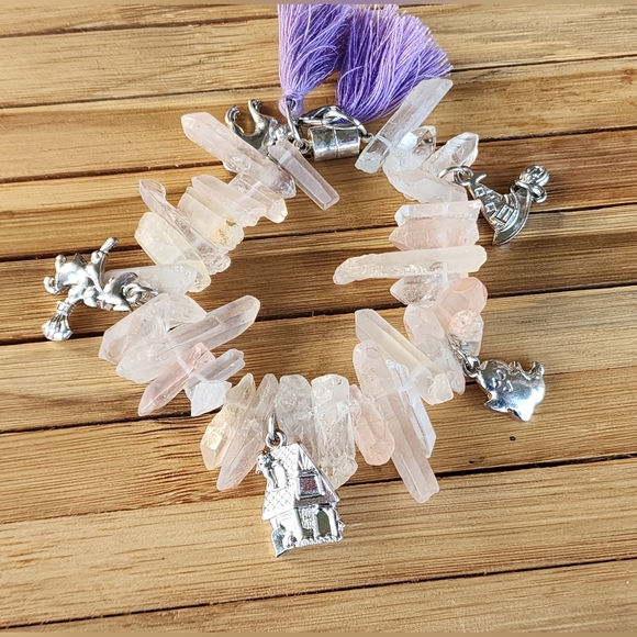 👻 Halloween Themed Quartz Crystal Stretch Charm Bracelet - Picture 2 of 9